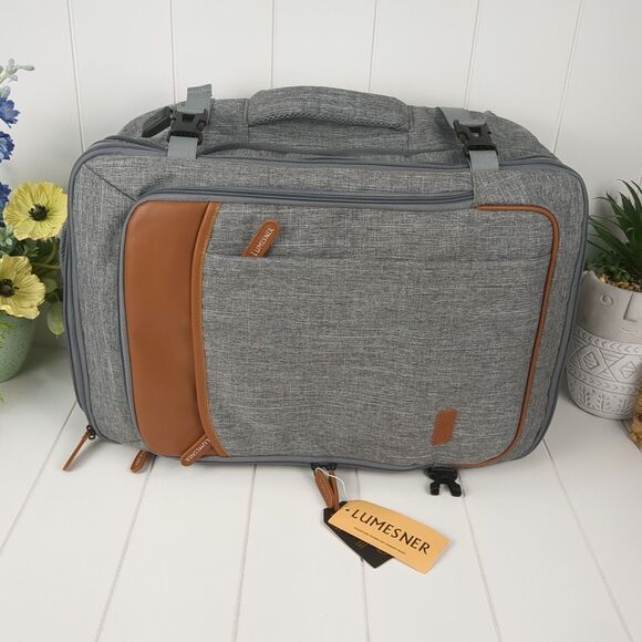 Lumesner Grey Carry On Backpack 40L Flight Approved XL Travel Backpack USB Port - Picture 14 of 16